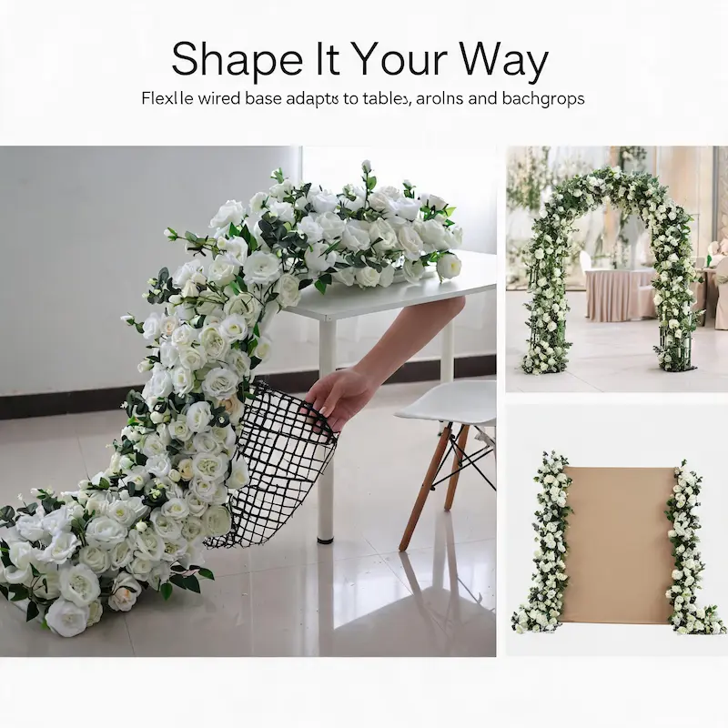 Silk Flower Runner – Artificial Silk Aisle Flower Runner for Weddings & Events