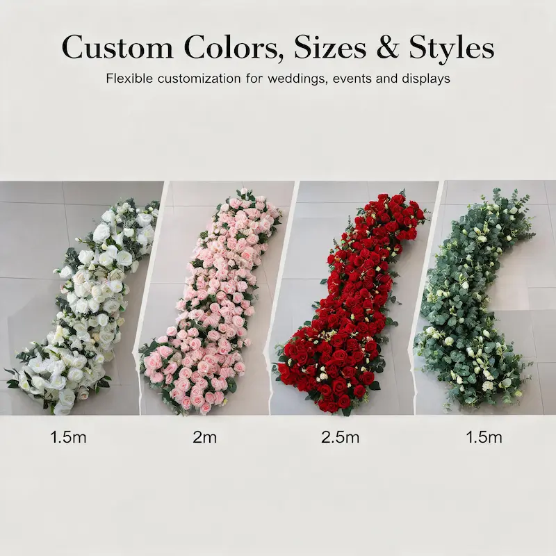 Silk Flower Runner – Artificial Silk Aisle Flower Runner for Weddings & Events