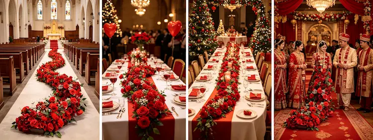 red flower runner multiple scenes wedding valentine christmas cultural