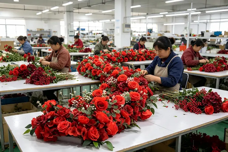 red flower runner factory production line