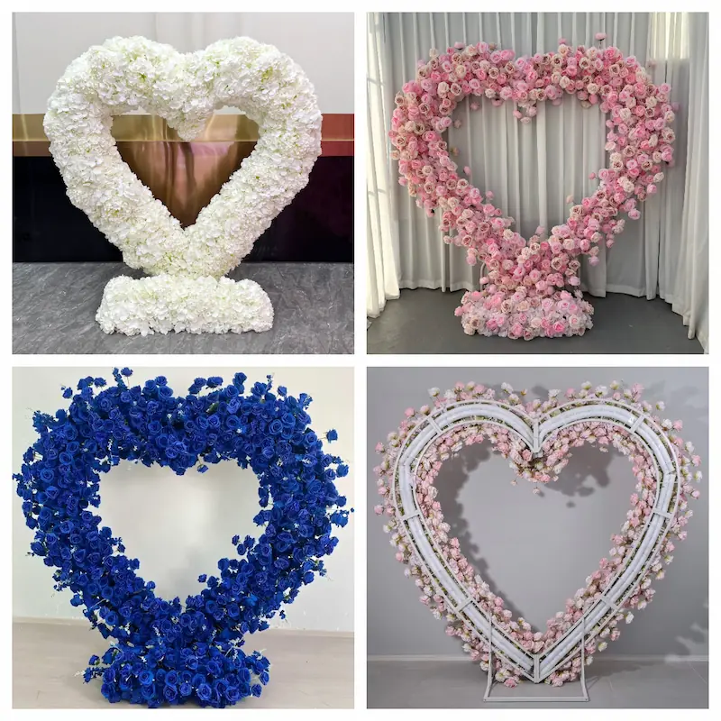 Purple Heart Flower Arch – Realistic Silk Roses for Wedding