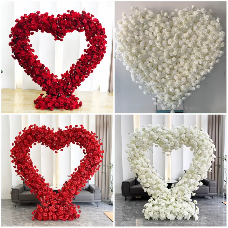 Purple Heart Flower Arch – Realistic Silk Roses for Wedding