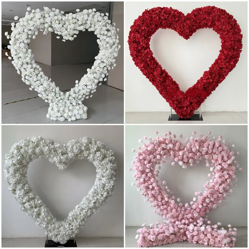 4x4ft Heart Flower Wall for Baby Shower – Pink and White