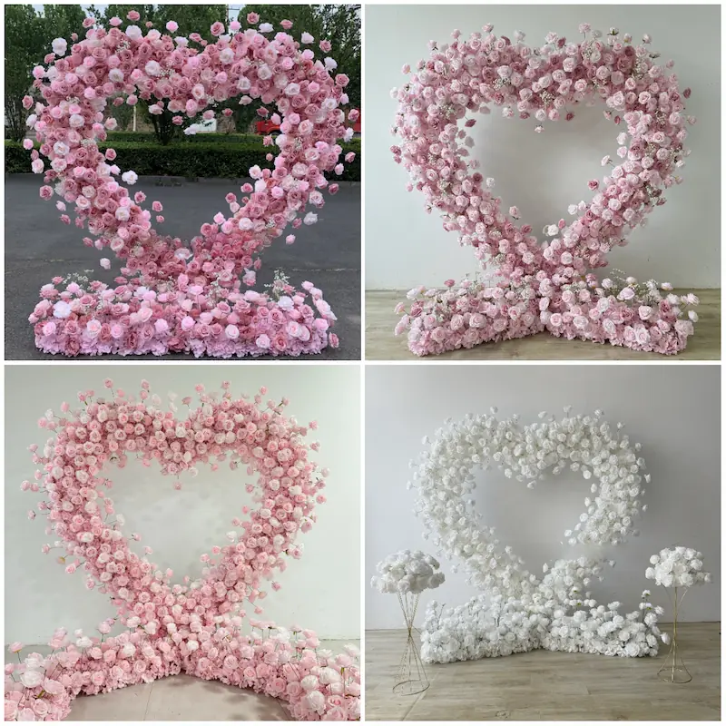 4x4ft Heart Flower Wall for Baby Shower – Pink and White