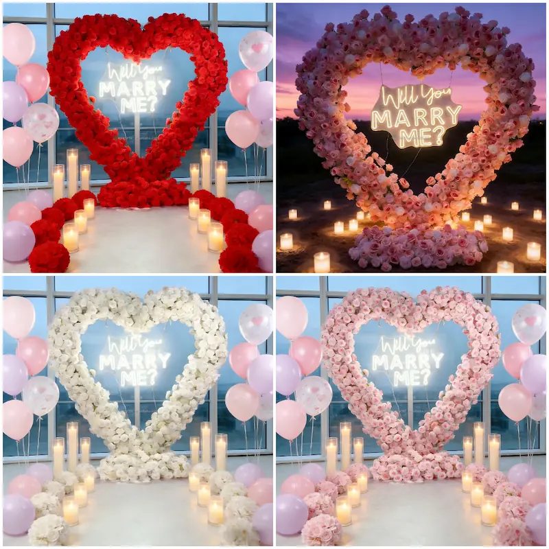 4x4ft Heart Flower Wall for Baby Shower – Pink and White