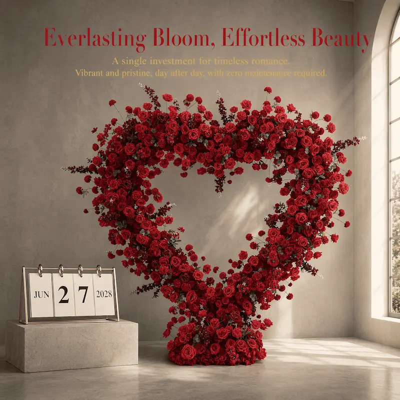 8ft Red Rose Heart Shaped Flower Arch for Wedding – Factory Direct