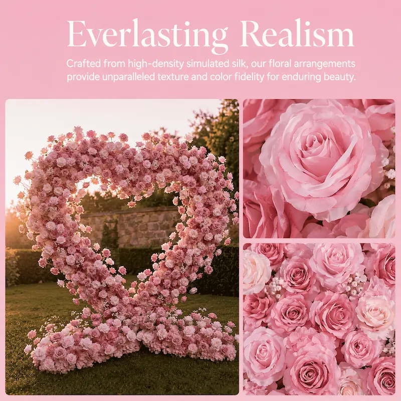 6x4ft Pink Heart Flower Wall for Photo Booth – Wholesale Backdrop