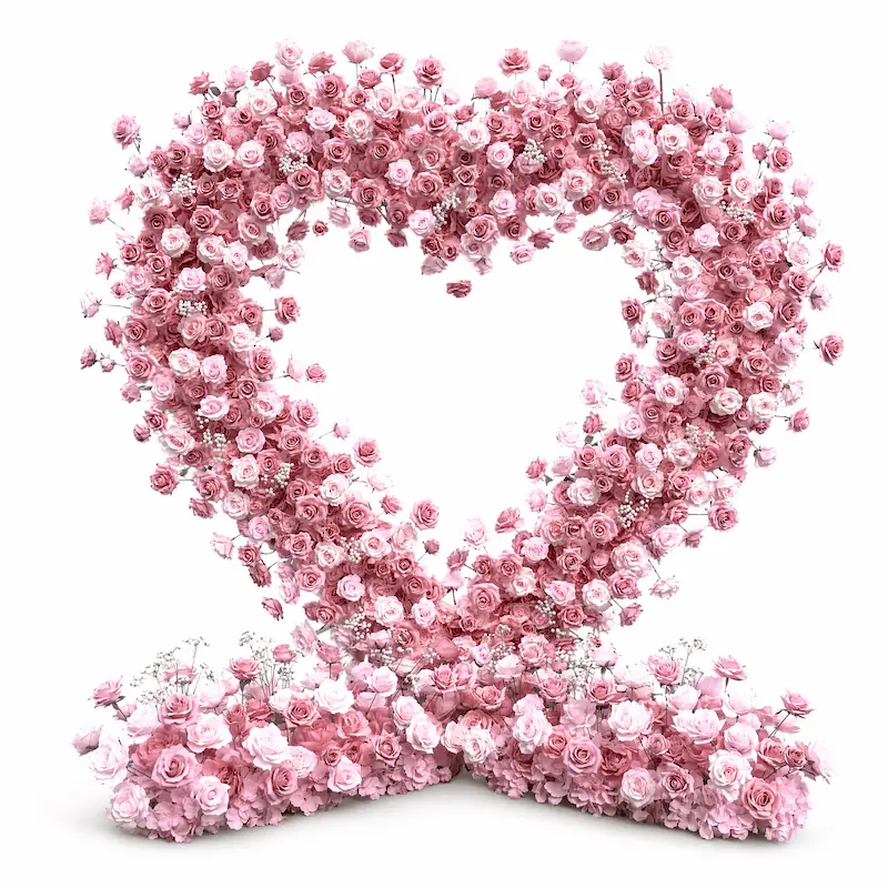 6x4ft Pink Heart Flower Wall for Photo Booth – Wholesale Backdrop