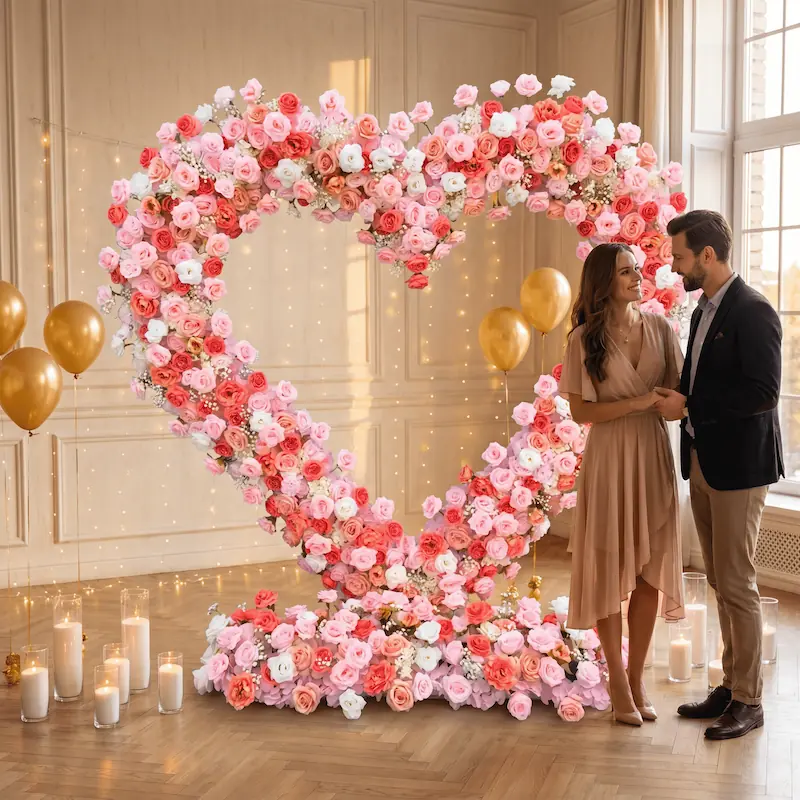 8ft Heart Shaped Flower Backdrop Heavy Duty Stand – Wedding