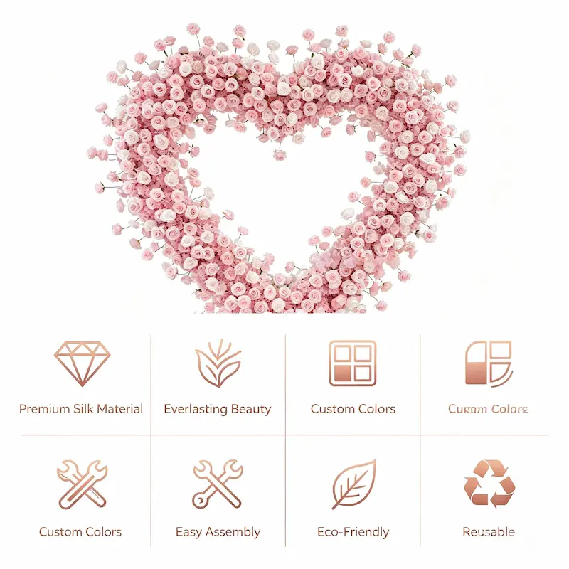 4x4ft Heart Flower Wall for Baby Shower – Pink and White