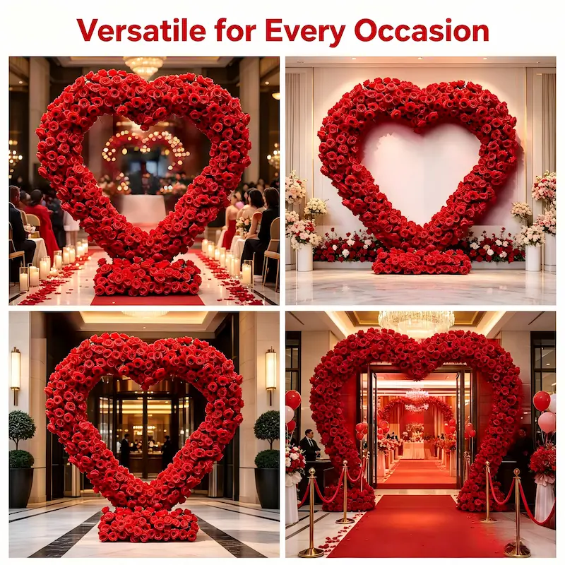 Red Heart Arch Backdrop for Proposal – Will You Marry Me Sign（Complete Romantic Arch + Sign Set）