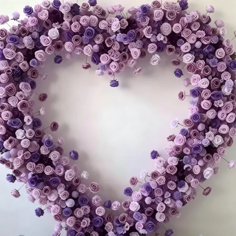 lavender purple rose flowers close up dense heart arch detail
