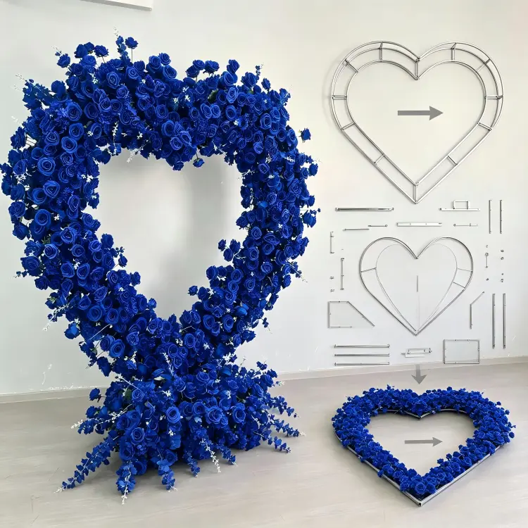 detachable heart flower wall panel frame assembly