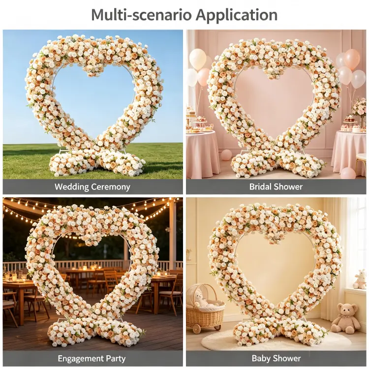white champagne heart arch multi scene wedding bridal shower