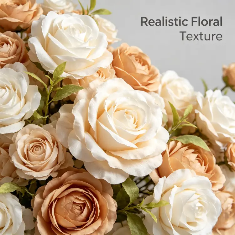 white champagne rose flowers close up heart arch detail