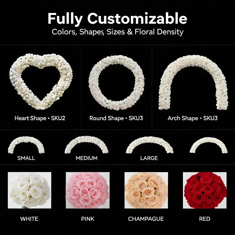 White Floral Heart Arch with Stand – Rose & Hydrangea Mix Handmade Wedding Backdrop