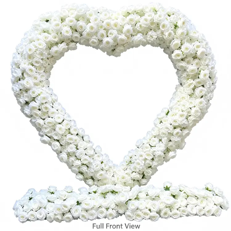 white rose hydrangea heart arch front view full display