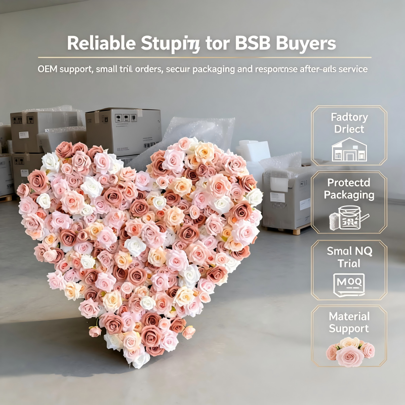 Nude Blush Heart Flower Arch with Floral Base – Handmade Dense Roses Wedding Backdrop