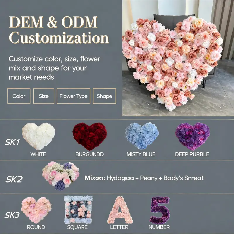 Nude Blush Heart Flower Arch with Floral Base – Handmade Dense Roses Wedding Backdrop