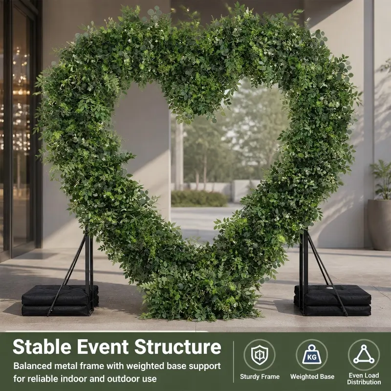 Forest Green Heart Shaped Foliage Arch – Greenery Wedding Decor