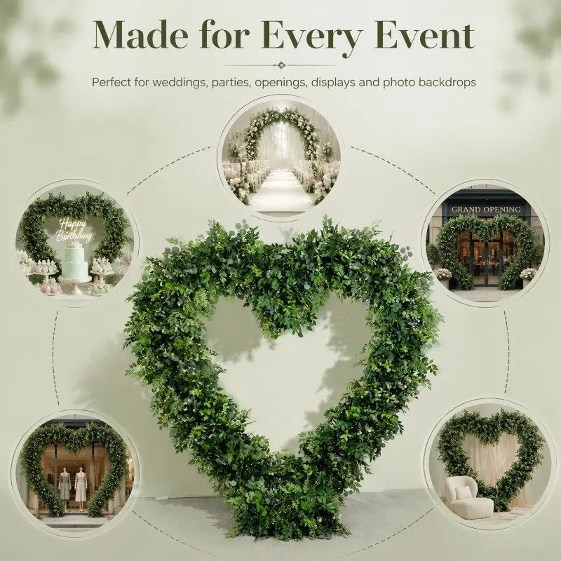 Forest Green Heart Shaped Foliage Arch – Greenery Wedding Decor