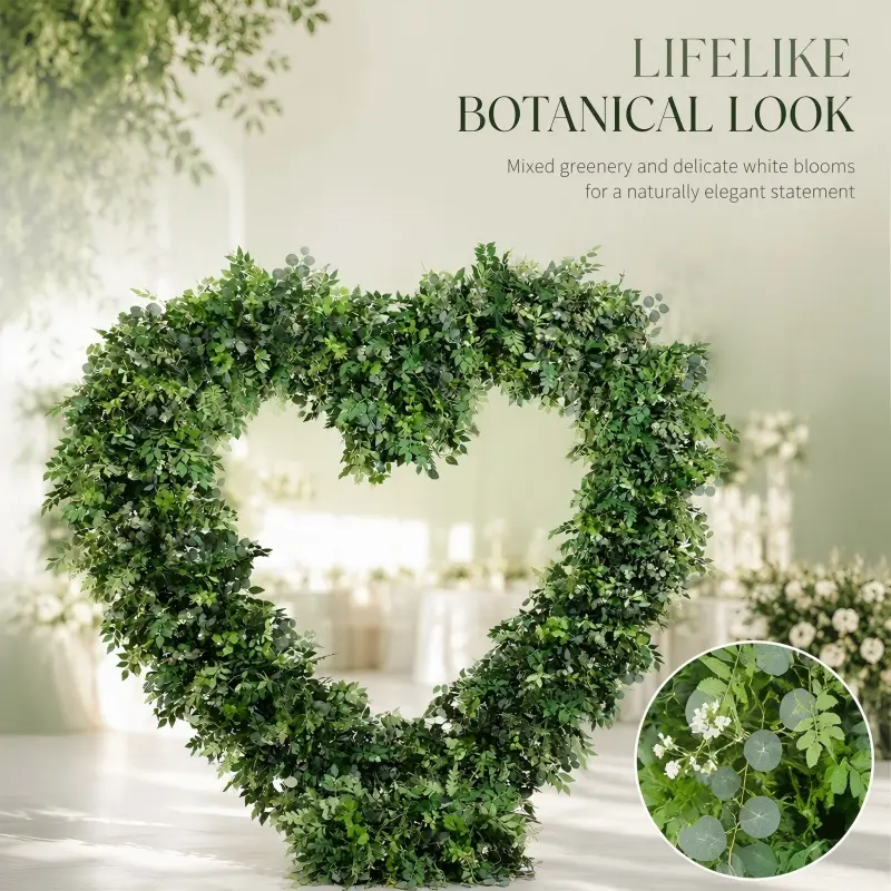 Forest Green Heart Shaped Foliage Arch – Greenery Wedding Decor