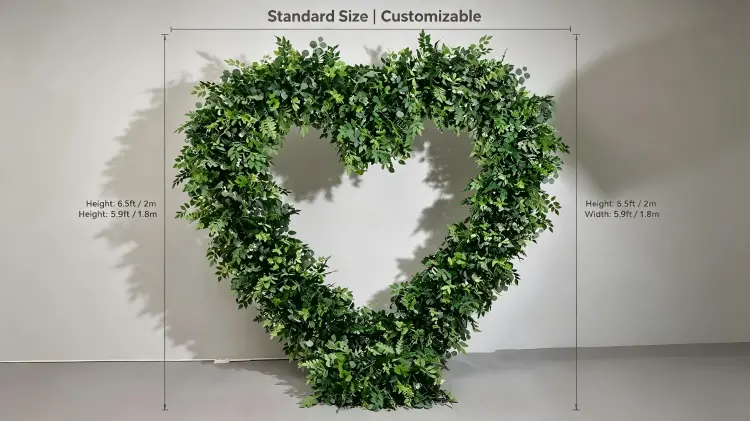 heart foliage arch dimensions 6.5ft 2m size chart