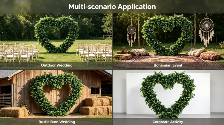 greenery heart arch multiple event applications collage