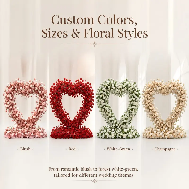 Dusty Rose Heart Arch Gate with Flowers – Wedding Entrance Decor