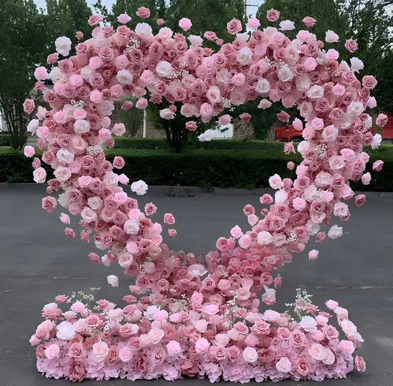dusty rose heart flower arch outdoor weather resistant