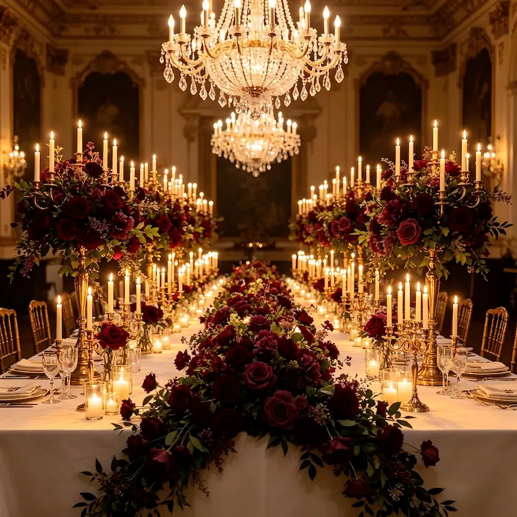 candlelight floral wedding decor
