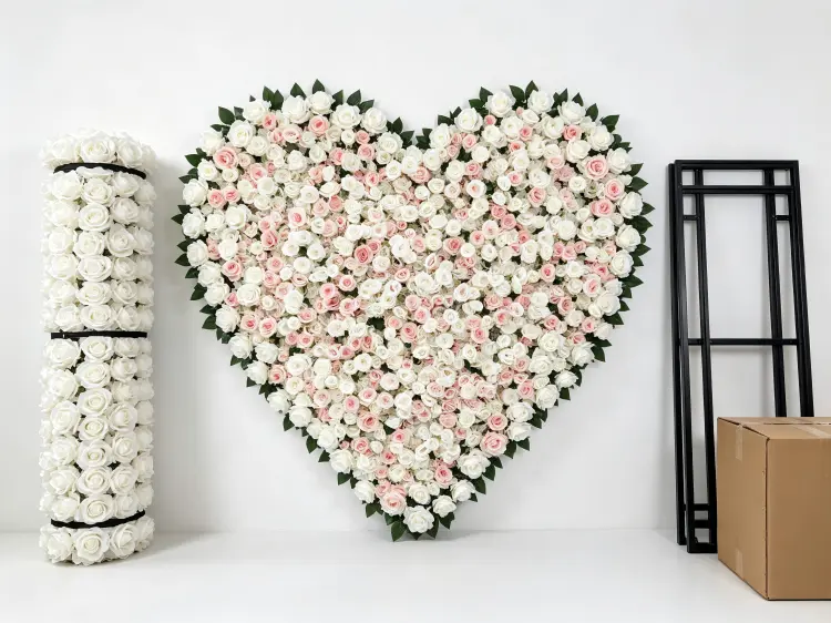 heart shaped artificial flower wall product set