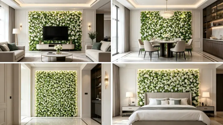 artificial flower wall applications living room dining foyer bedroom